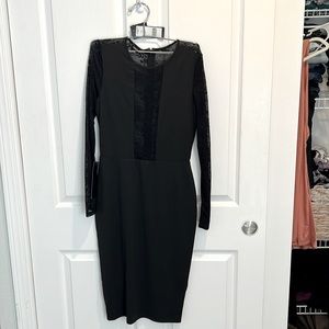 Brand New Bebe cocktail dress! Medium, black. Lace sleeves